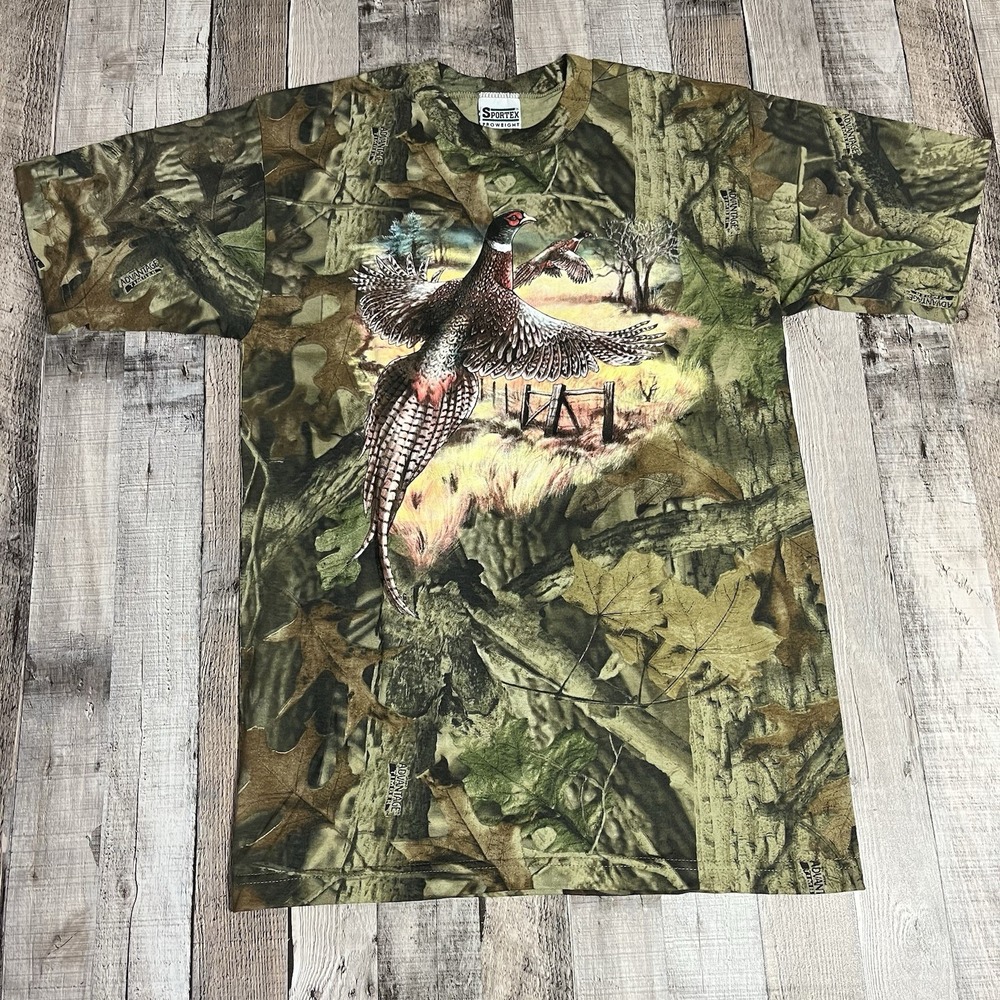 Hunting Shirt Adult Medium Green Camouflage Pheasant Bird Sportex Deadstock